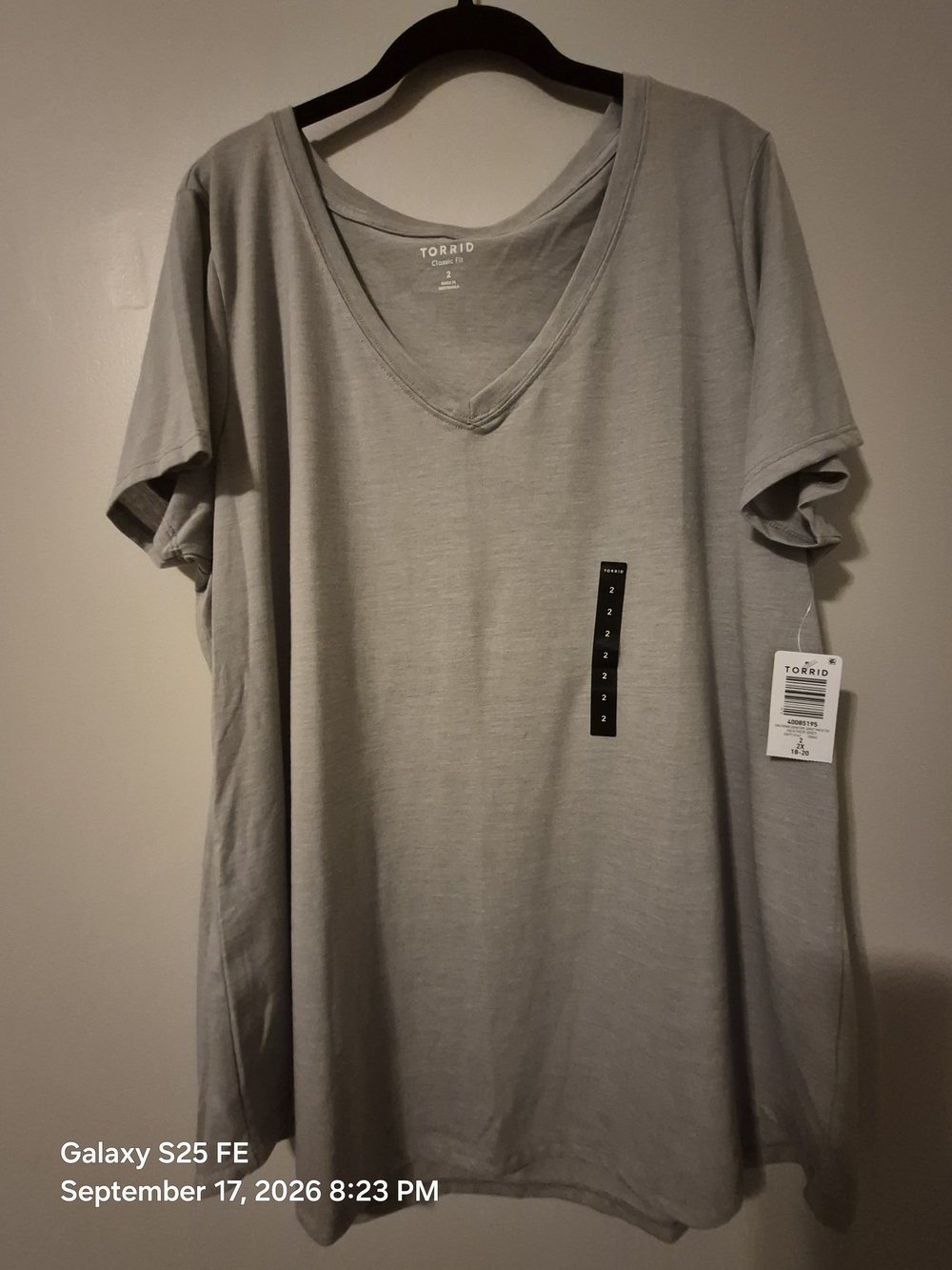 torrid Light Gray V-Neck Short Sleeve Tee